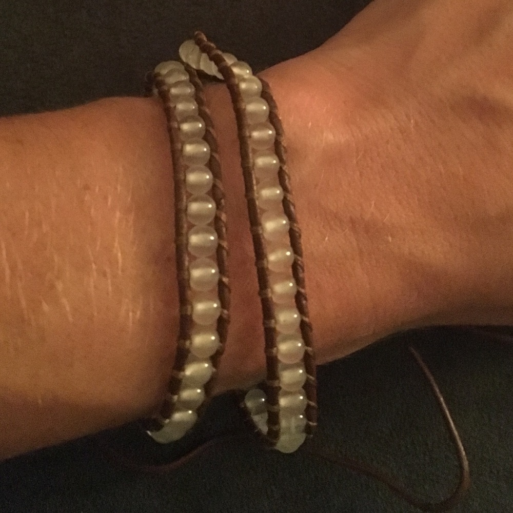 Nwot brown/clear double wrap bracelet